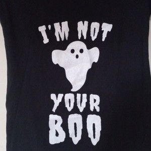 Spirit Halloween Womens Tshirt Medium I'm Not Your Boo Ghost V-Neck Black